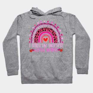 I Teach The Sweetest Hearts Rainbow Teacher Valentines Day Hoodie